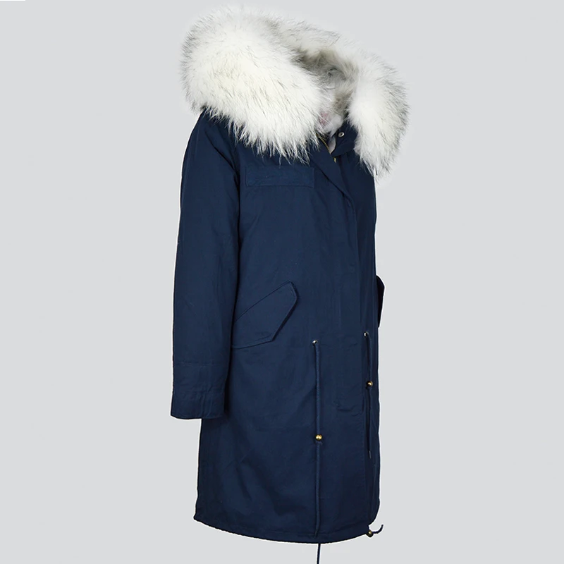 Classic Universal Winter Parka Men Long Blue Fur Jacket With Nice Real Fox Fur Liner