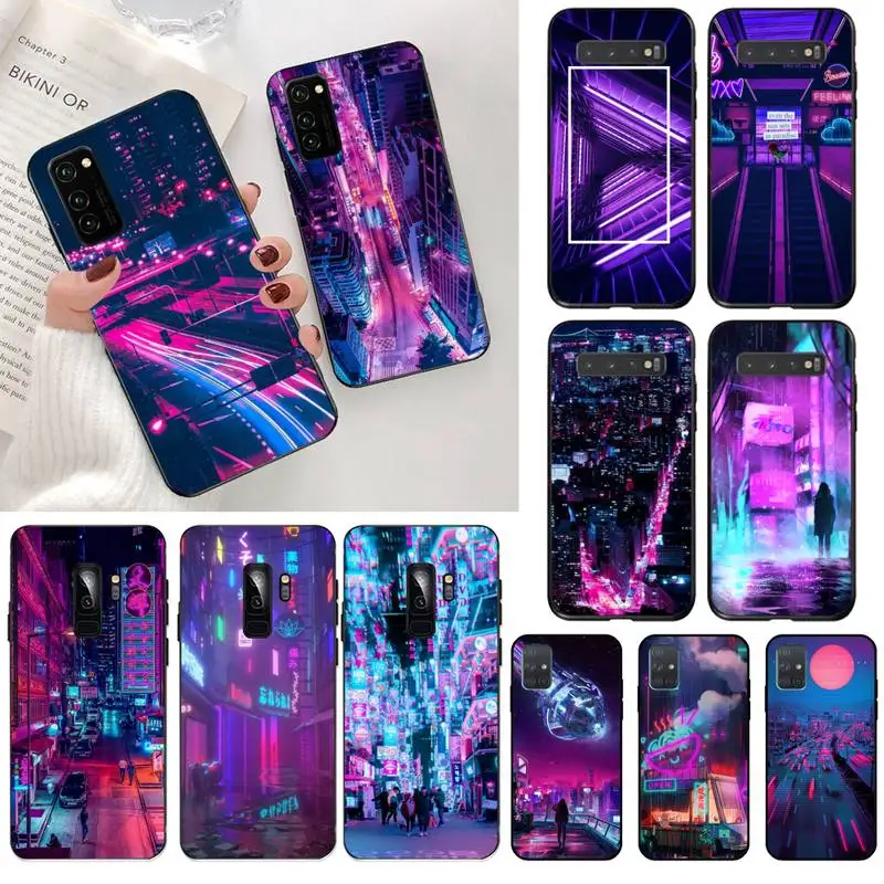Неоновый Vaporwave City мягкий резиновый чехол для телефона Samsung S20 plus Ultra S6 S7 edge S8 S9 S10 5G