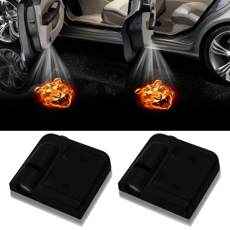 

2pcs Wireless Led Car Door Welcome Laser Projector Logo Ghost Shadow Lights for Tiger Logo Volkswagens for BMWs Mercedess Audis