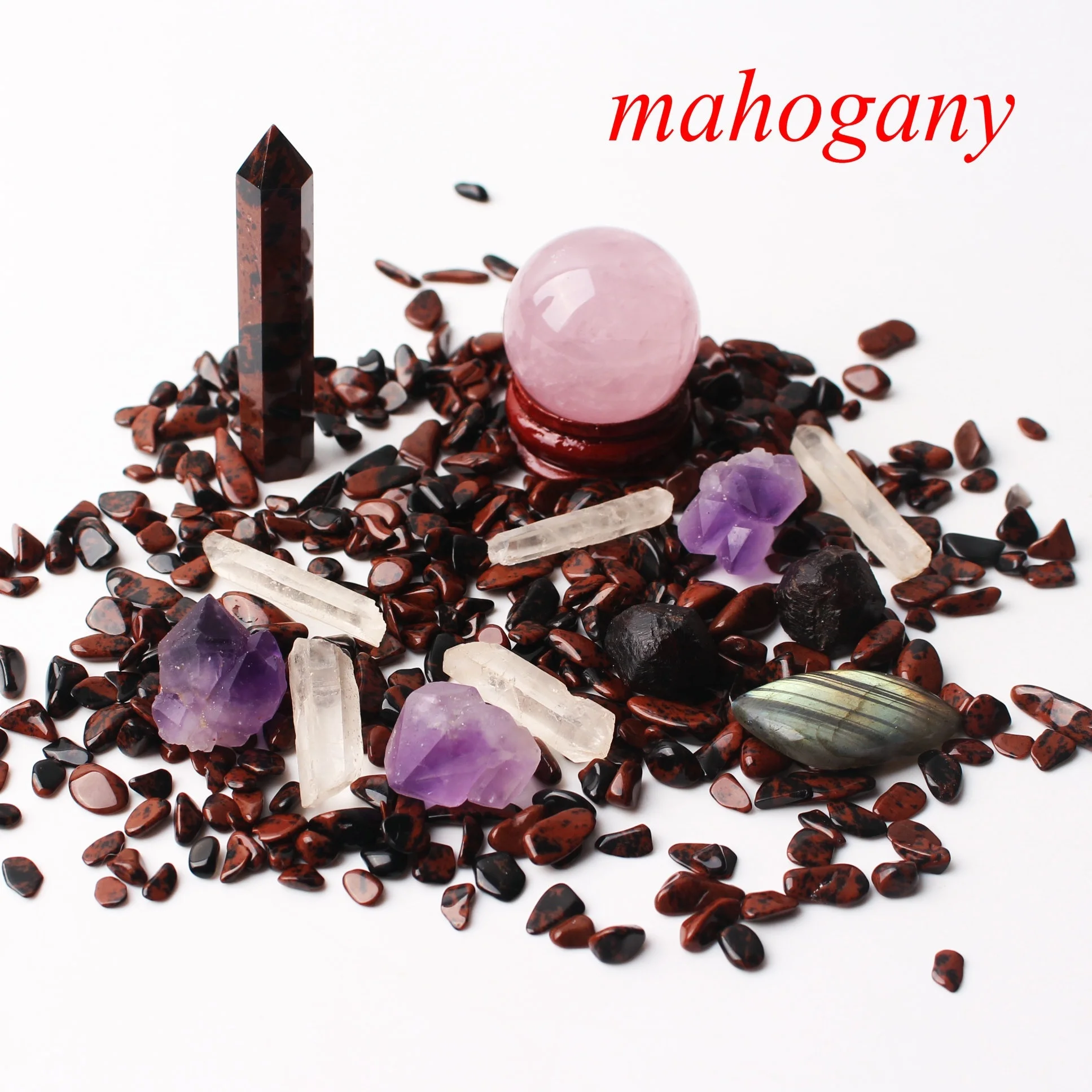 Mahogany obsidian 1 комплект много смешанных натуральных кристаллов обелиска шариковая палочка сердце гравий минералы образец рейки целебная домашняя декоративная статуэтка - Цвет: Mahogany obsidian