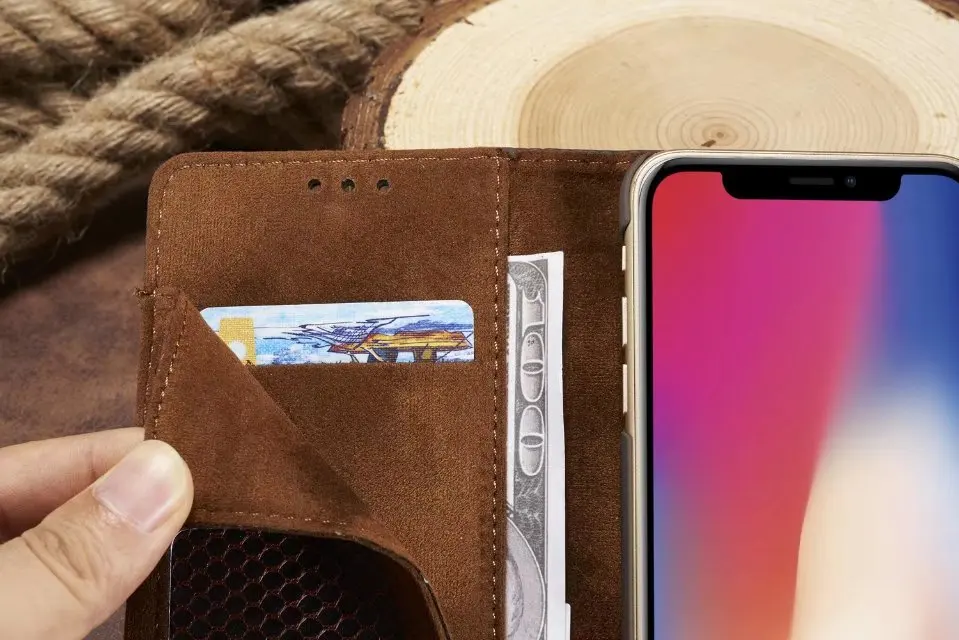 Ретро Кожаный чехол для samsung Galaxy NOTE 9 8 S9 S8 Plus S7 S6 Edge Iphone X 8 7 6S Plus 5s кошелек флип-чехол с подставкой для карт