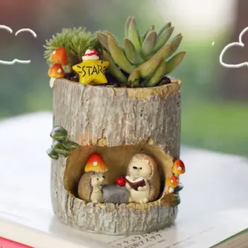 

Creative Resin Garden Decor Retro Animal Hollow Story Tree Hole Animal Plant Pots Ornaments
