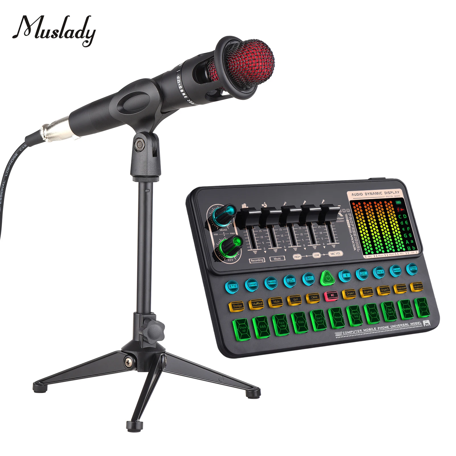 Muslady Carte Son Sk500 Portable Dispositif De Changement De Voix Kit De Mixage Audio Support De Microphone Pour Ordinateur Diffusion En Direct En Ligne Aliexpress