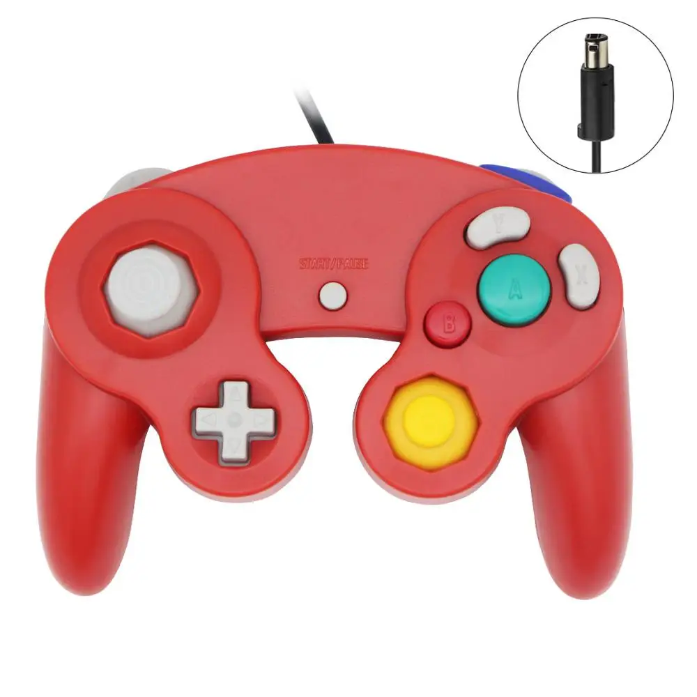 Красный Классический проводной игровой контроллер для nintendo NGC геймпад джойстик для Gamecube для NGC для nintendo GameCube - Цвет: Красный