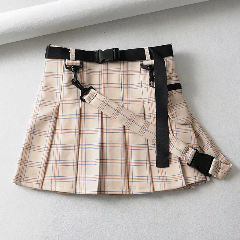 Khaki April MOMO повседневные короткие юбки женские осенние корейские Харадзюку мини-юбка плиссе с высокой талией юбки шорты женские опрятные Япония - Цвет: Khaki