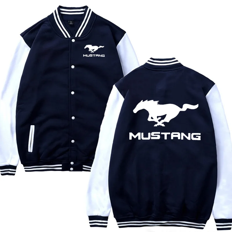 Бейсбольная куртка для Mustang с логотипом автомобиля, повседневные Хип-хоп толстовки Harajuku, мужская бейсбольная форма, облегающая одежда унисекс P