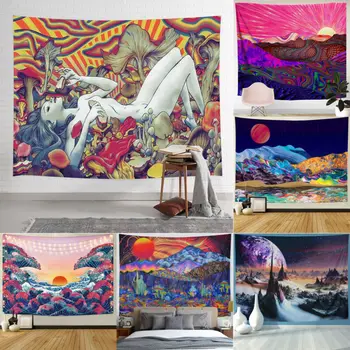 

Starry Night Galaxy Decor Psychedelic Tapestry Wall Hanging Indian Mandala Tapestry Hippie Chakra Tapestries Boho Wall Cloth