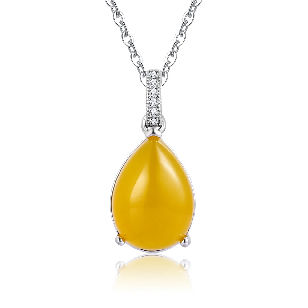 Серебряное ожерелье с подвеской в форме большой груши 13*18 мм, лабрадорит и желтый Агат, ожерелье с подвеской, Подарок на годовщину