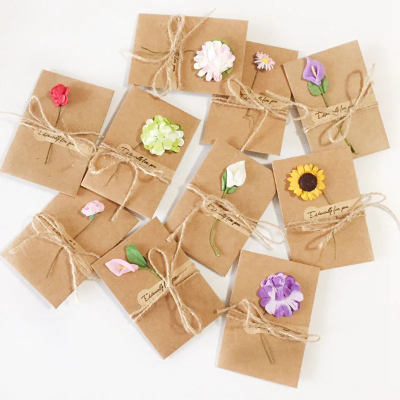  ABUI-20pcs DIY Paper Handmade Dry Flower Invitation Greeting Card with Envelope Christmas Wedding f - 4.00037E+12