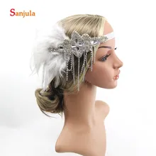 Роскошная повязка на голову с перьями и кисточками для невесты 1920s винтажные женские головные уборы BQ089