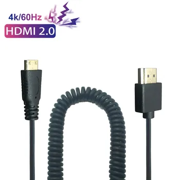 

OD 3.2mm Ultra Slim HDMI to Mini HDMI Cable 0.3M-1.2M Male to Male Stretch Spring Curl Flexible Cable 4k*2k 60Hz 2.0V