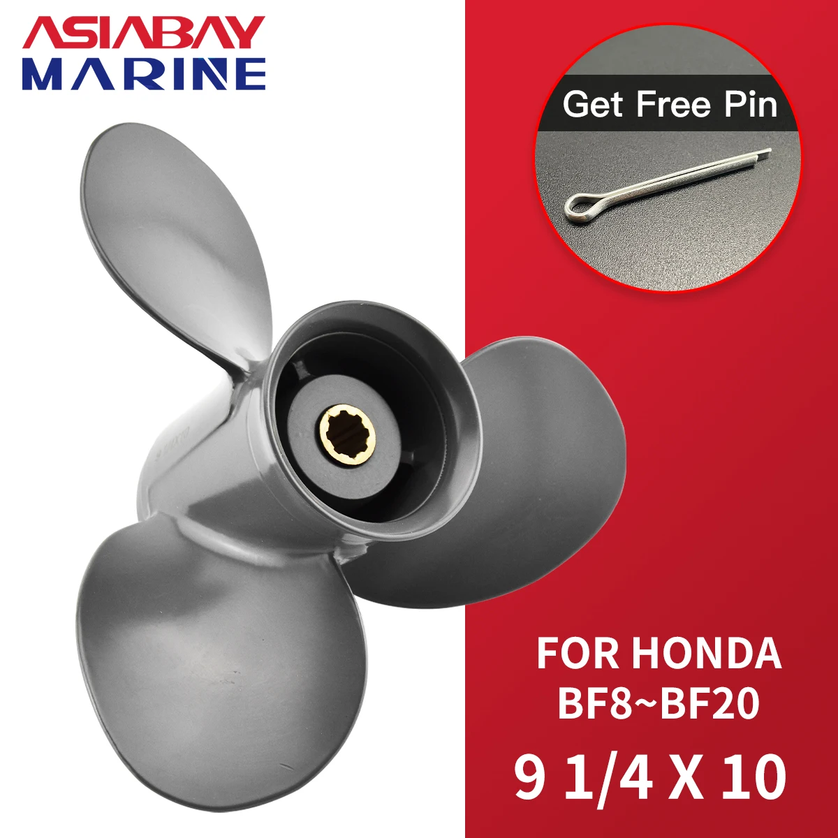 Outboard Propeller For Honda 8hp 9.9hp 10hp 15hp 20hp 9 1/4*10 Boat