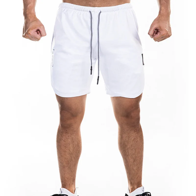 Бермуды 2 Em 1 Homem Runing мужские шорты Удобная, сухая, дышащая шорты для фитнеса Спортивная одежда для бега мужские шорты для бега 2 в 1 - Цвет: Белый