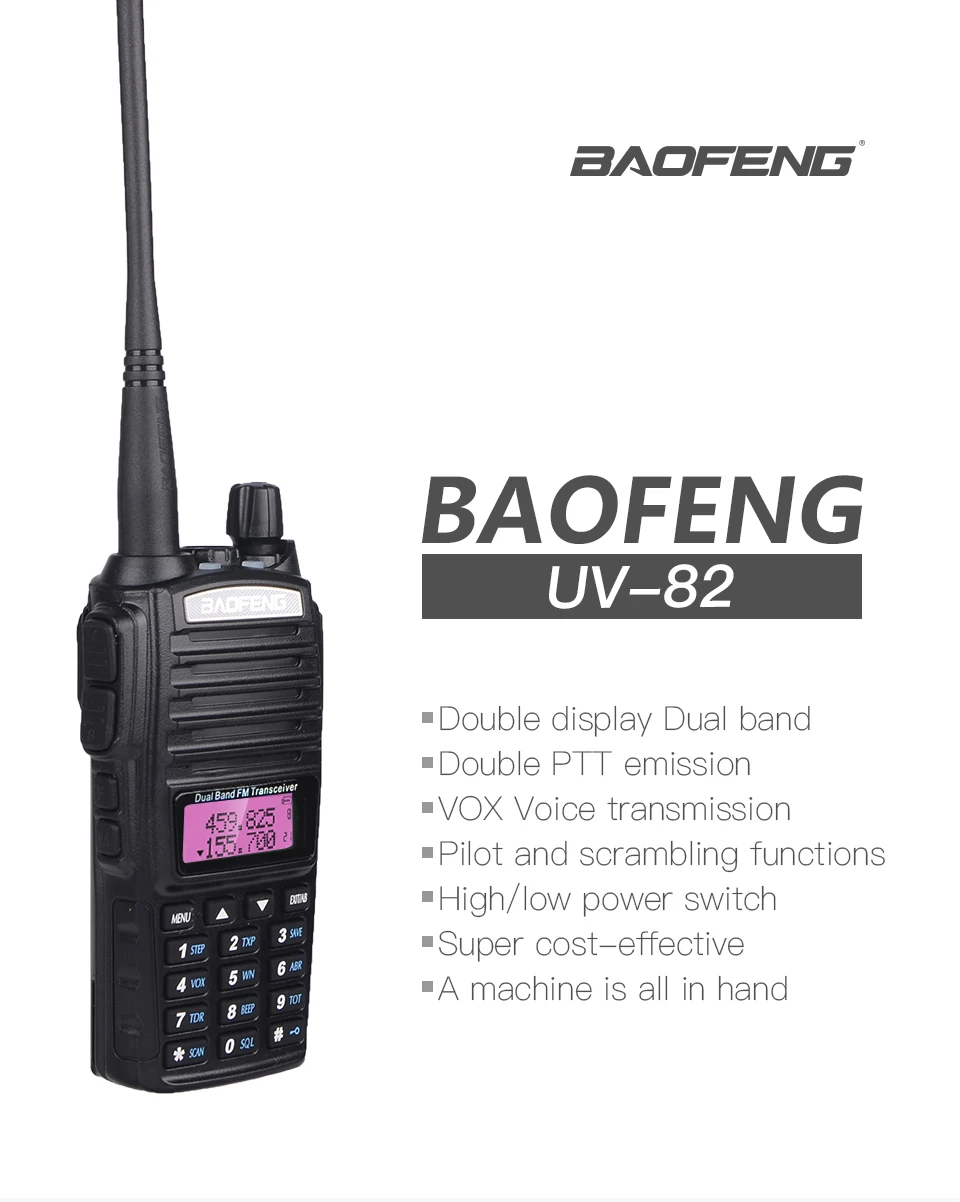 5 Вт портативная рация Baofeng UV-82 128 каналов 400-520 МГц диапазон разговора 10 км рация FM Ham двухстороннее радио приемопередатчик