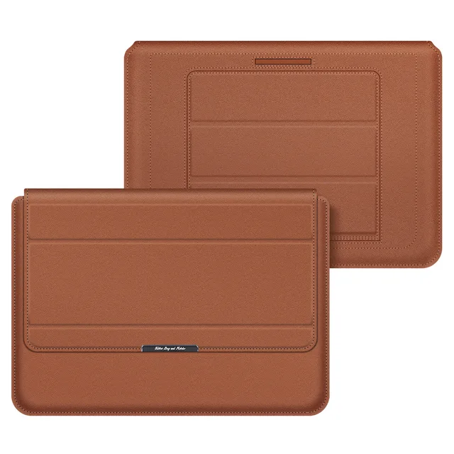 Laptop Sleeve Case Bag For MacBook Air Pro M1 13 A2338 A2337 PU Leather Laptop Carry Sleeve for 12 13 13.3 16 Leather Sleeve Bag Brown