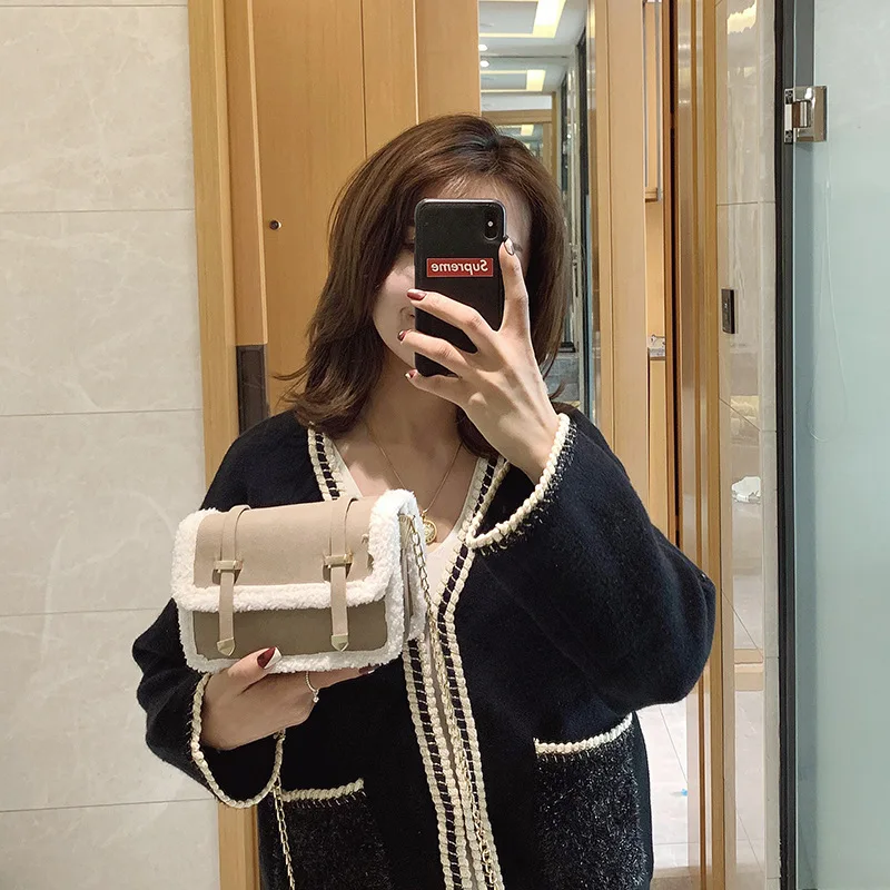 

Black And White with Pattern Shoulder Maomao Bag Women's Autumn And Winter New Style Super Fire-Style Retro Saddle Bag Korean-st