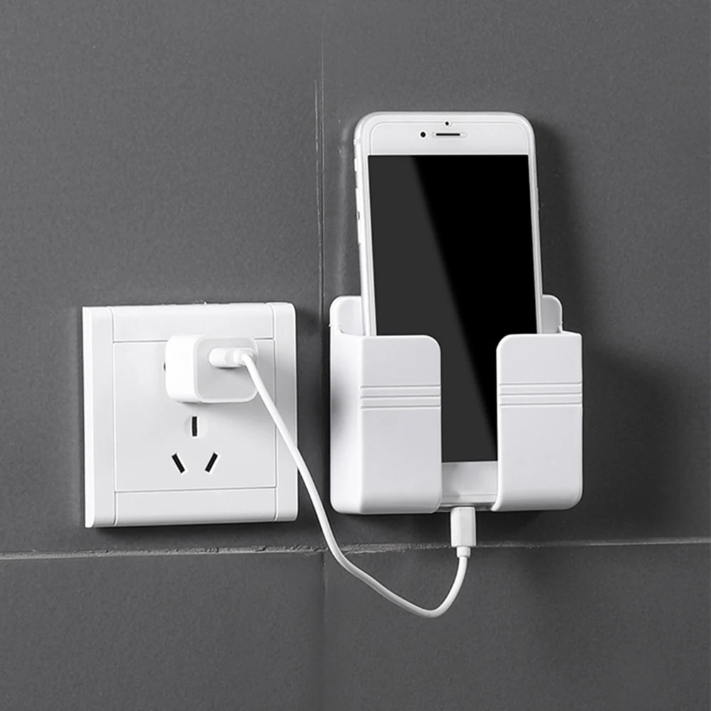 Wall Mounted Mobile Phone Holder Charging Stand Rack Shelf Storage Self Adhesive Bracket Support Paste Style Cradle | Дом и сад