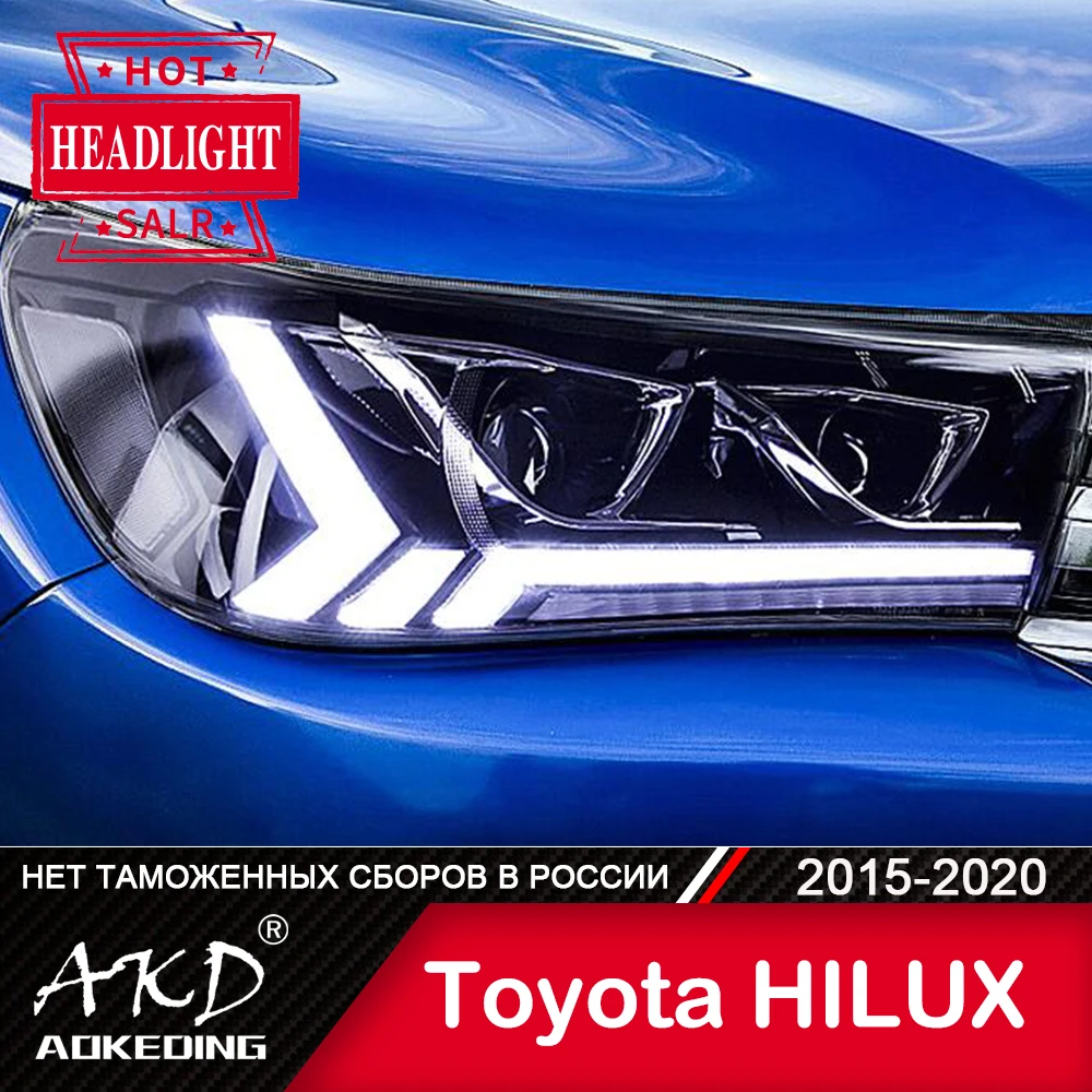 For Car Hilux Head Lamp 2015-2020 Accessory Fog Lights Day Run Light DRL H7 LED Bi Xenon Bulb Revo Rocco Headlights | Автомобили и