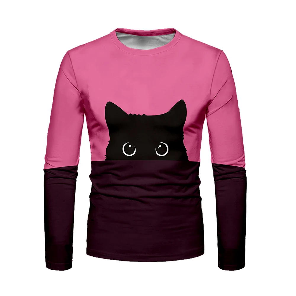 WAMNI белая синяя футболка с котом уличная Kawaii Cat 3D Лоскутная длинная футболка весна осень Harajuku крутая Верхняя одежда футболка