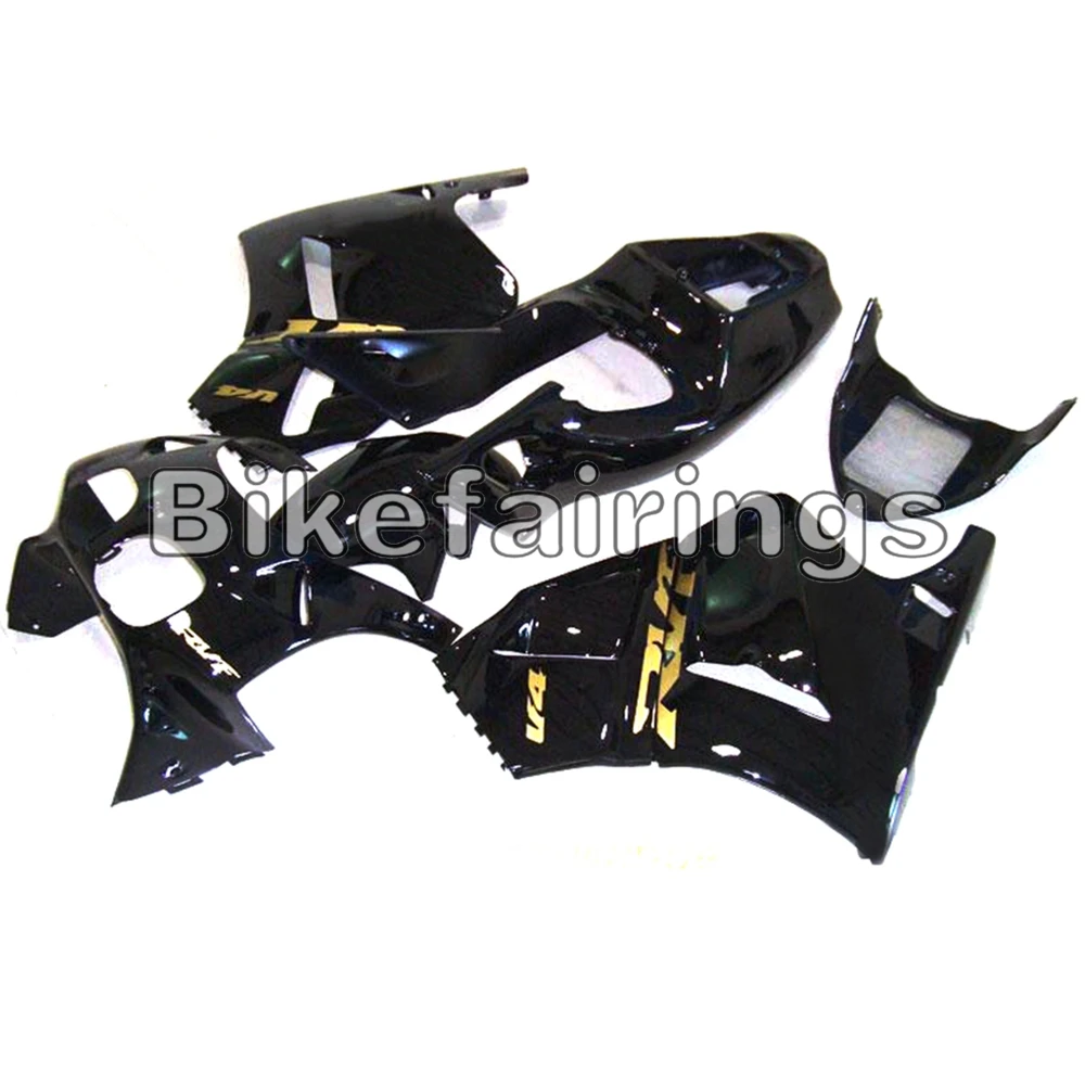 ABS Пластик полный комплект обтекателя Для Honda RVF400R NC35 V4 1993-1998 94 95 96 97 98 мотоциклетный кузов Глянец Черного и золотого цвета, обтекатели