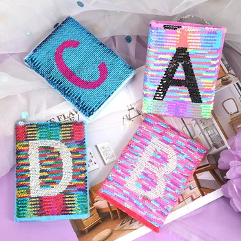 

Creative Glitter Notebook Sequins Alphabet Fashion Plush Diary Fun Gift Students Present Planner Ruled Pages