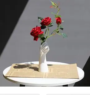 

HOT HAND SHAPE CERAMIC VASE FISTING VASE WHITE CERAMIC FLOWER POT FLOWER ARRANGEMENT HOME LIVING ROOM HYDROPONIC ORNAMENTS