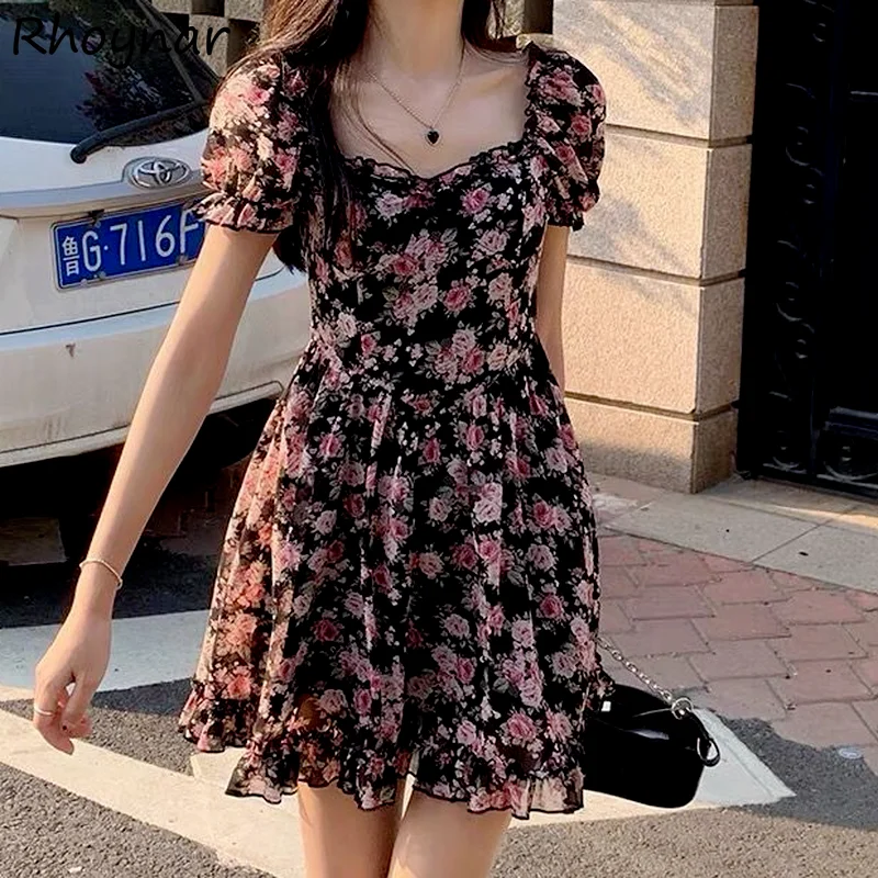 Vestido Acampanado Mujer PURVAJA: Manga Larga Abullonada, Tejido Elástico, Estilo Por Encima De La Rodilla