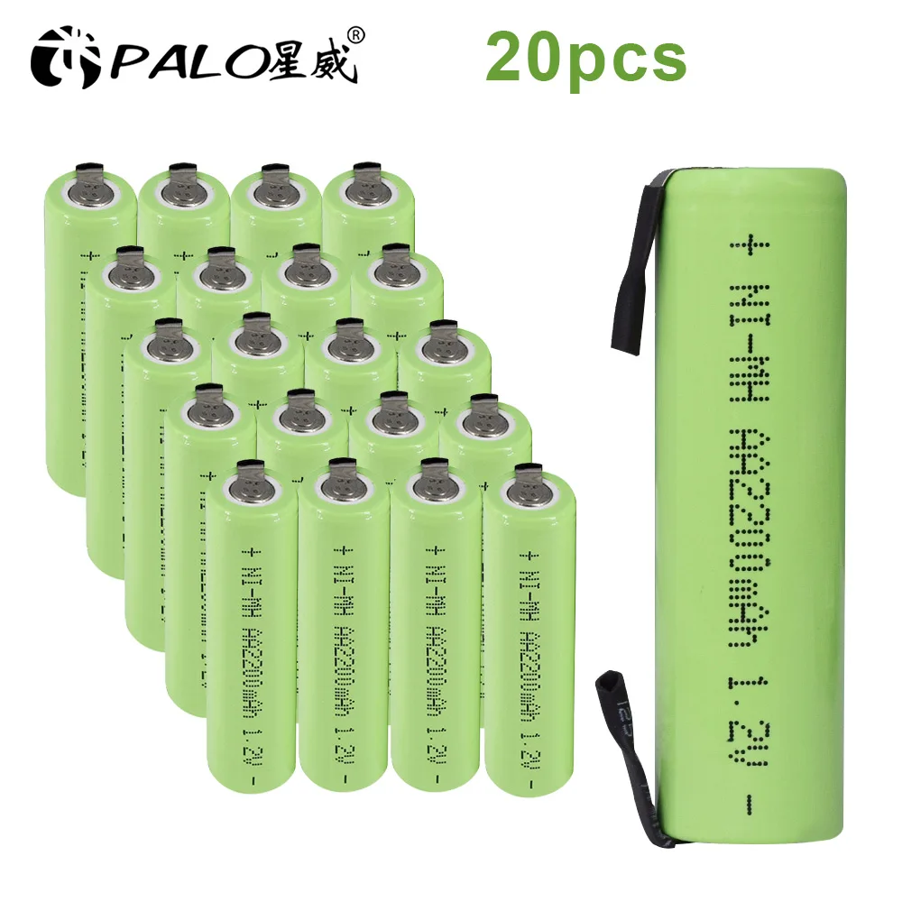 PALO 1,2 V AA Аккумуляторная батарея 2200mah 2A Ni-MH nimh сотовый пакет с вкладками шпильки для Philips Электробритва Braun зубные щетки