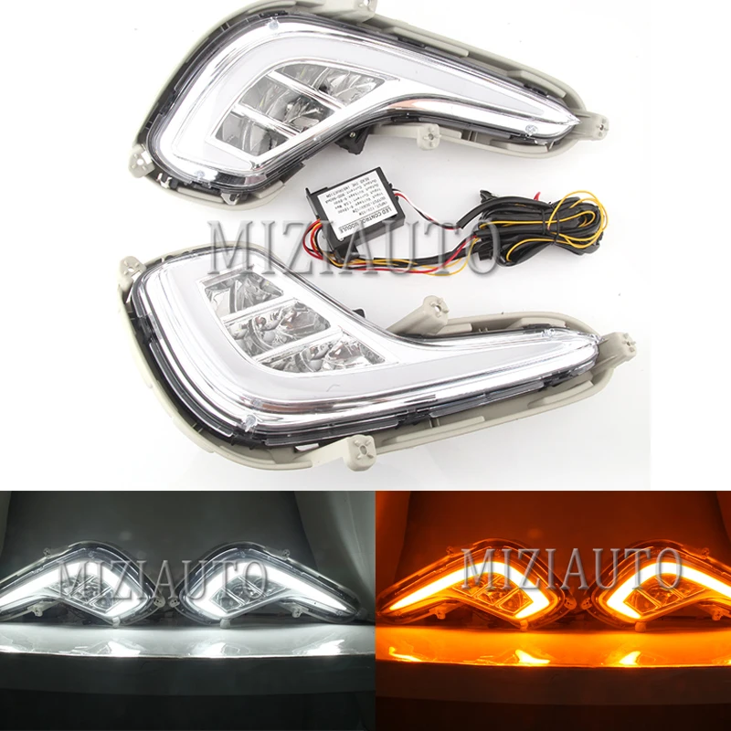 

Car DRL LED Daytime Running Light with Yellow Turn Signal Function 12V Fog Lamp For Hyundai Accent Solaris 2010 2011 2012 2013