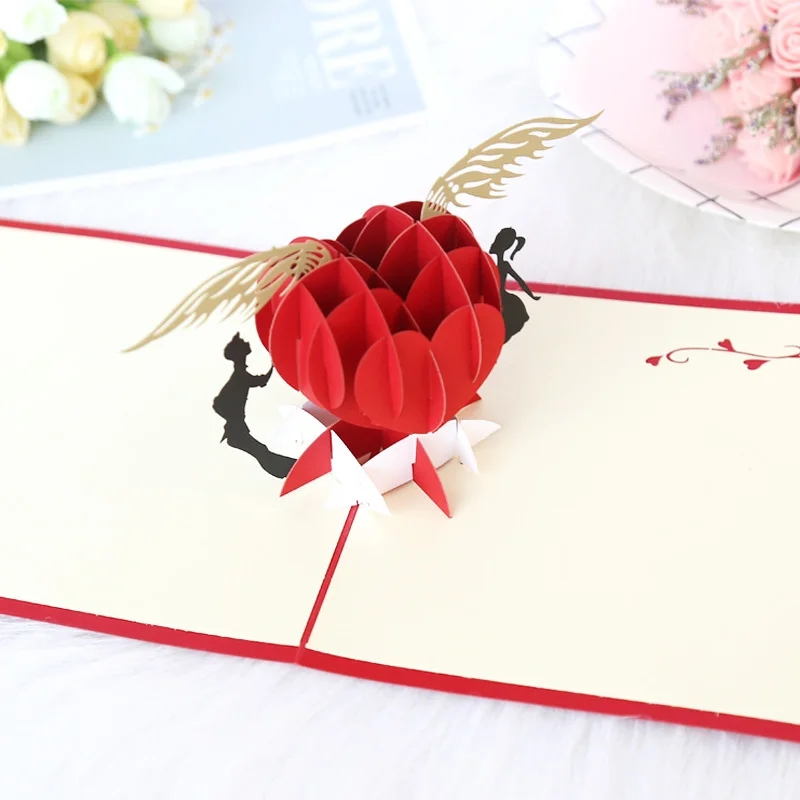  Love Of Wing 3D Pop UP Cards Valentines Day Gift Postcard With Envelope Stickers Wedding Invitation - 4000552505427