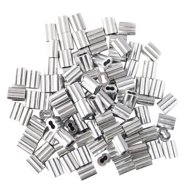 

EASY-100pcs Aluminum Crimping Loop Sleeve for 3mm Diameter Wire Rope and Cable
