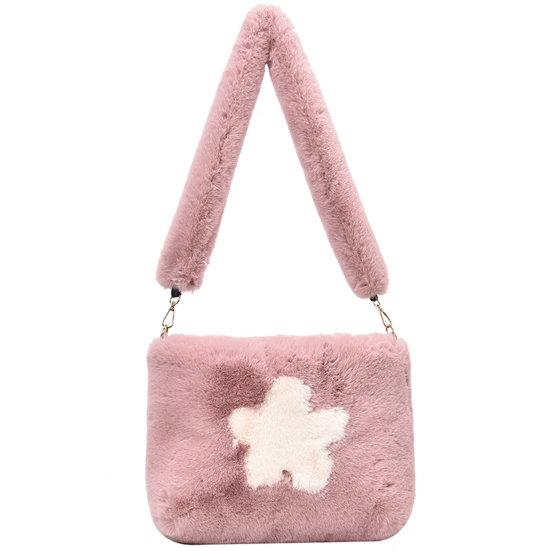 

191218 iVog New Arrival Everyday Ladies Small Fur Messenger Crossbody Handbag White Fashion Clutch Hand Bags for Women 2019