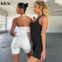 Kliou Sporty Solid Rompers Women Comfortable Breathable Casual Active Wear Backless Sleeveless Athleisure Biker Apparel Hot 1