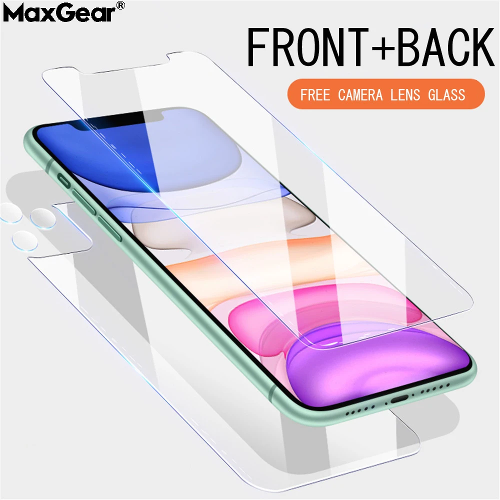 Front Rear Tempered Glass Film + Lens Protection For iPhone 11 Pro Xs MAX 6 6s 7 8 Plus X XR Screen Protector Protective | Мобильные