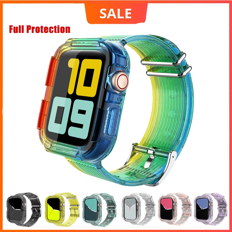 women transparent watch band for apple watch 5 4 38mm 42mm band strap sport silicone watchband for iwatch 5 4 3 2 40mm 44mm loop