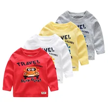 Новинка года; сезон весна-осень; детская футболка для мальчиков; детская футболка с длинными рукавами из чистого хлопка