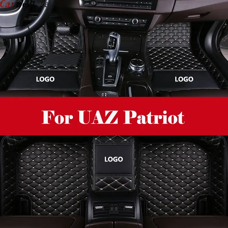 

Automotive interior Double layer Carpet Car Floor Mats Leather Waterproof Pads Auto Mat Carpet For UAZ Patriot