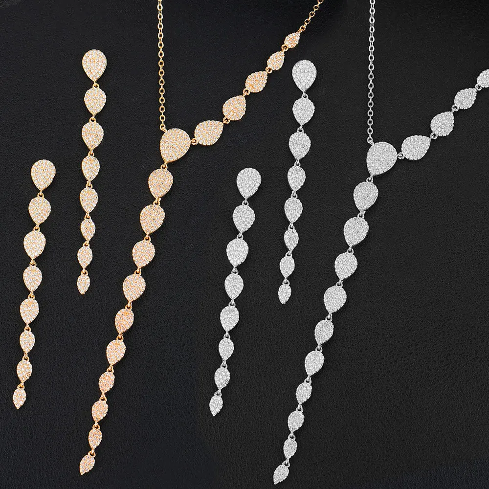 GODKI Luxury Necklace Earring Sets Jewelry Set for Women Wedding Waterdrop Cubic Zirconia Pave Dubai Spring 2020 | Украшения и