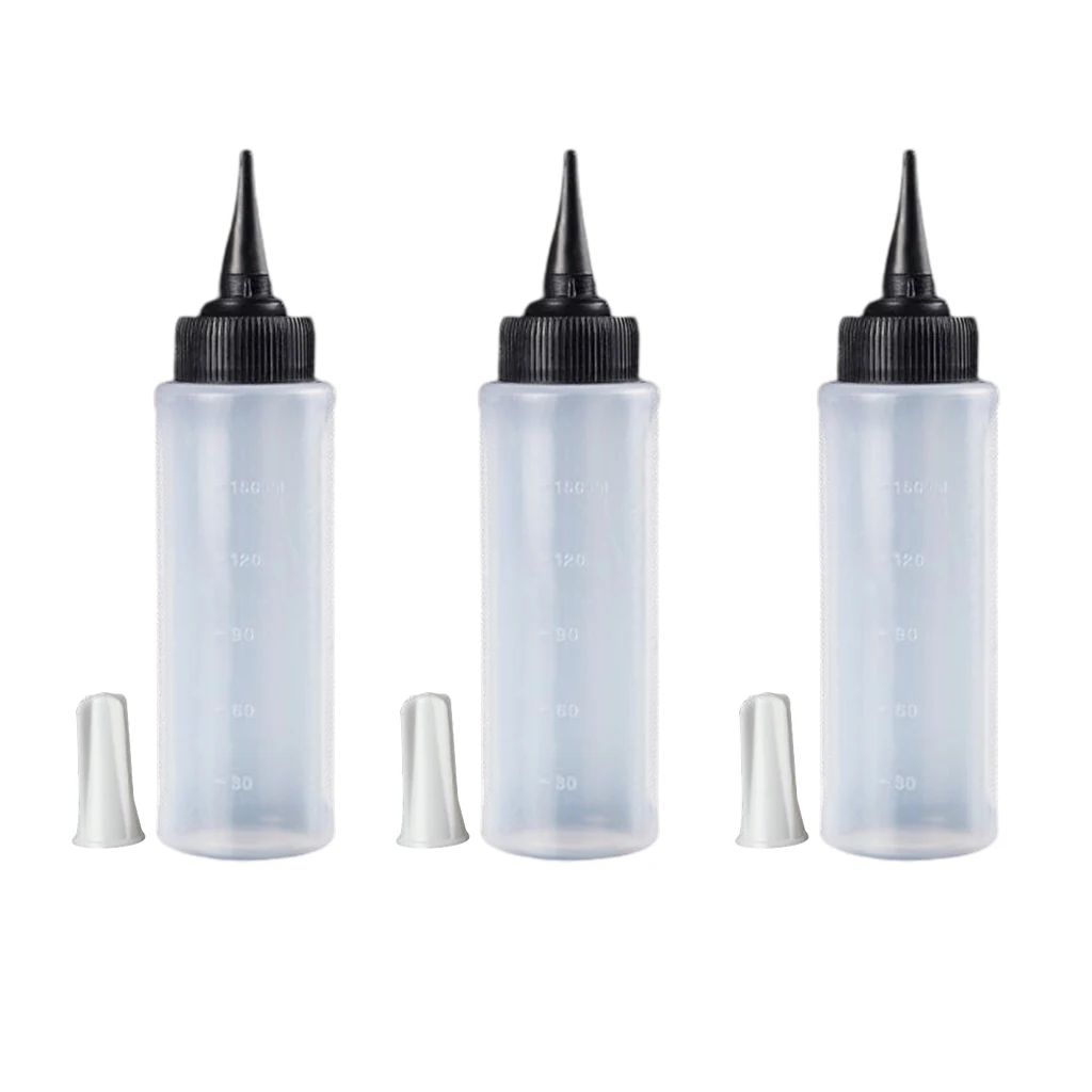 3 Packs Hair Color Bottle Applicator, Plastic Squeeze Bottle for Hair, Dispensing Bottles Nozzle Tip Dye Bottle