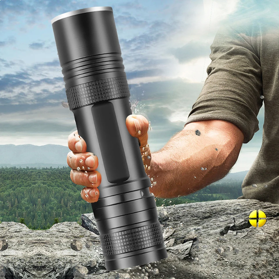 Süper parlak zumlanabilir XHP50 güçlü LED Torch flaş ışığı, USB şarj edilebilir