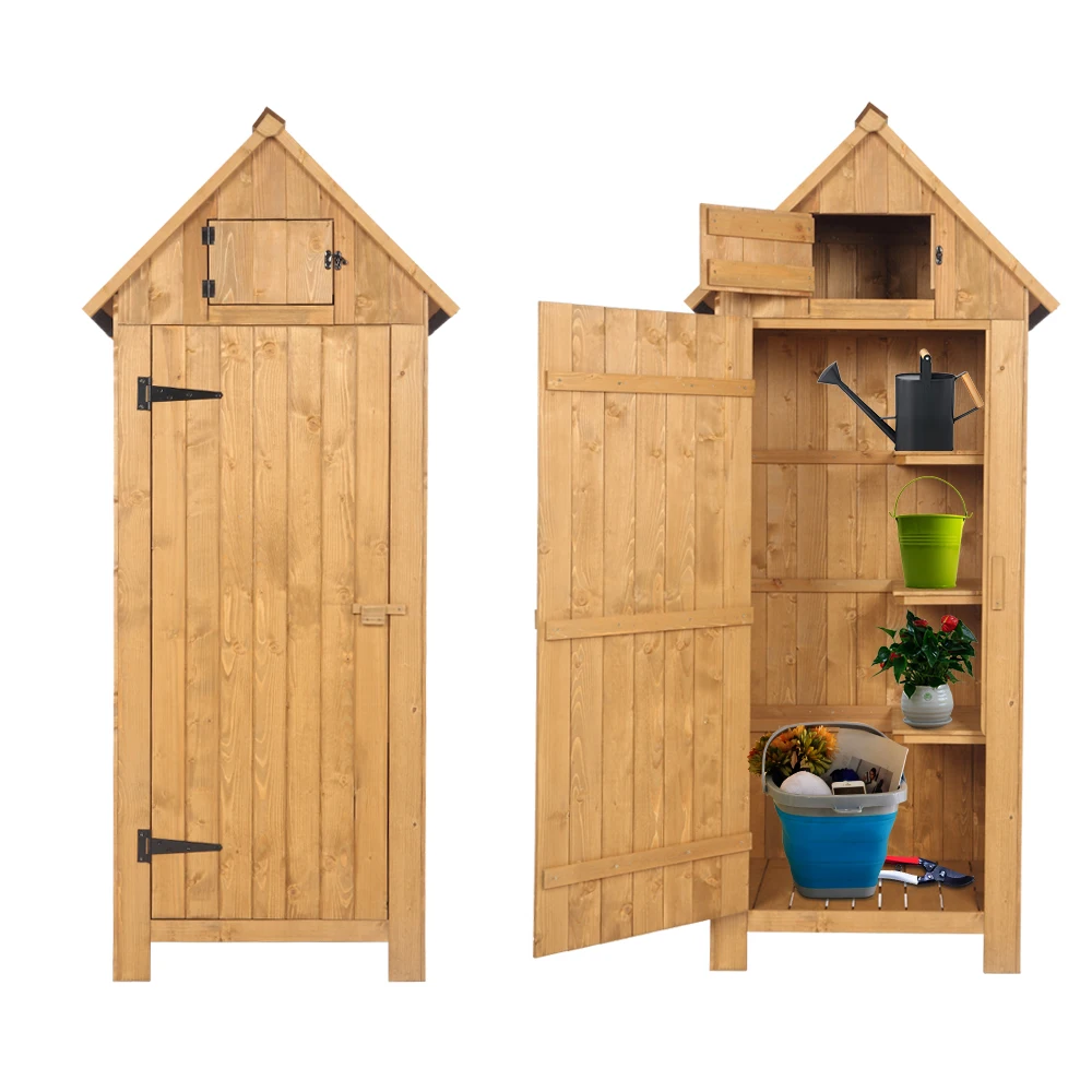 Hangar de jardin en bois, meuble de rangement de Patio à 3 niveaux, casier  de rangement d'extérieur avec bois de sapin, couleur bois naturel -  AliExpress