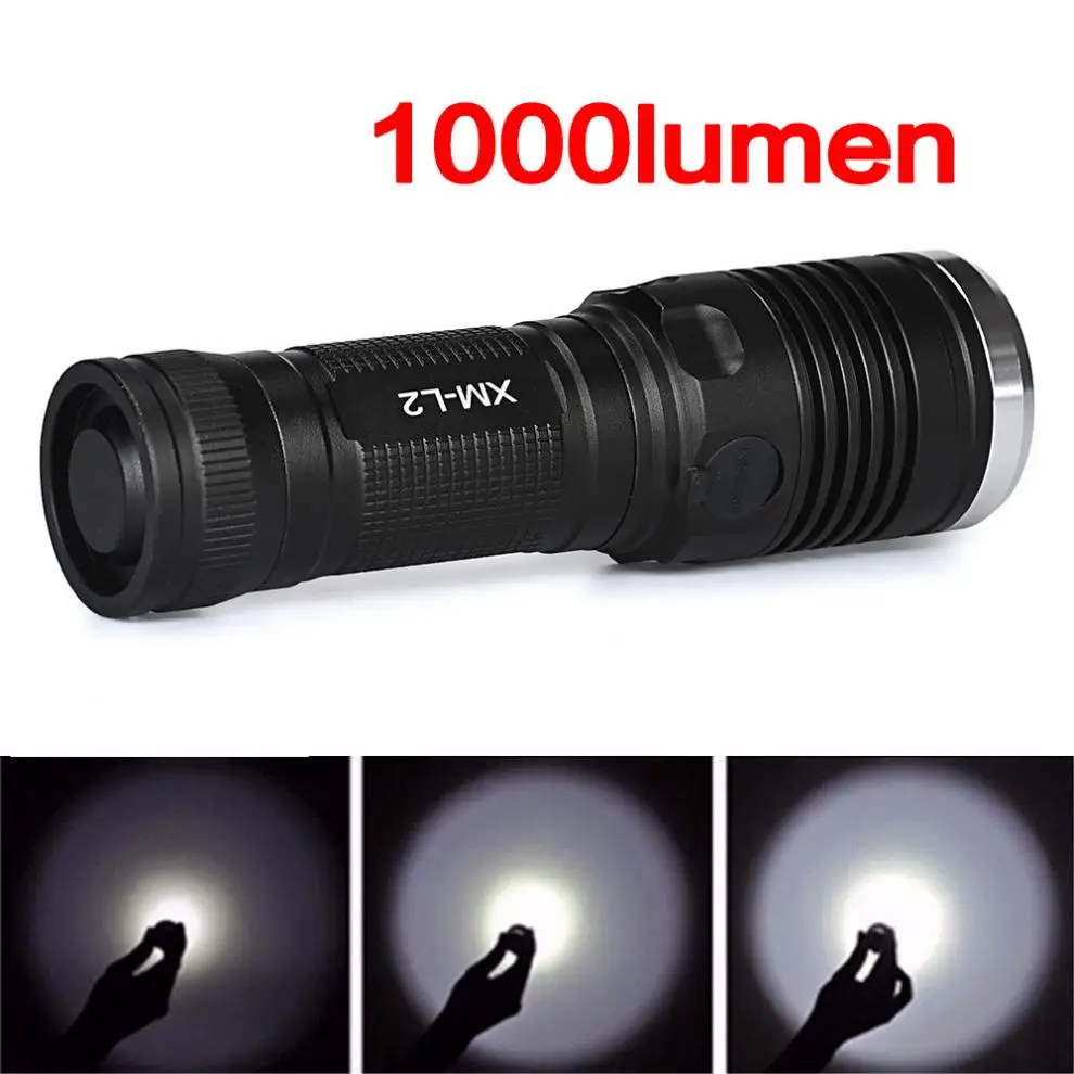 SKYWOLFEYE L207 Waterproof 1000LM L2 T6 LED Light Zoomable Flash Torch Lamp with 4 Modes for Hiking / Trip / Camping