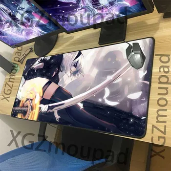 

XGZ Anime NieR: Automata Large Mouse Pad Black Lock Edge Custom Office Computer Desk Mat Rubber Stripe Non-slip 900x400/900x300