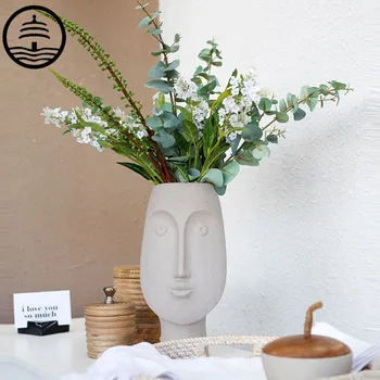 

BAO GUANG TA Nordic Avatar Face Vase Decoration Office Living Room Desktop Creative Ceramic Flower Statue Home Decor A2034