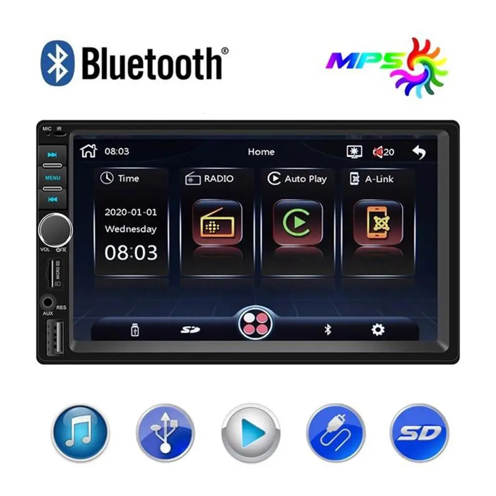 

In-Dash Car Stereo Bluetooth Car Radio 7" Screen Surpports FM Radio, Remote Control, Steering Wheel Control