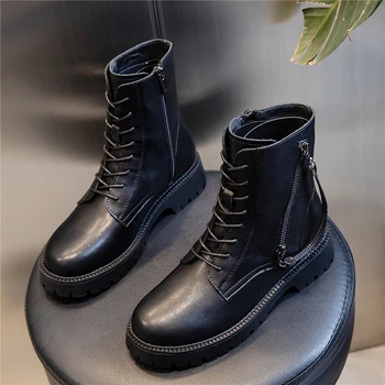 melhor Botas Da Motocicleta Das Senhoras Do Vintage Combate Outono Botas De Inverno Do Exército Punk Goth Botas Femininas Biker Couro Do Plutônio Botas Curtas