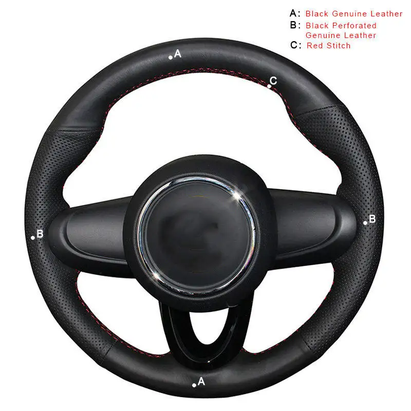 Genuine Leather Авто оплетка на руль чехол для Mini Coupe DIY ручные сшитые автомобильные чехлы для колес аксессуары для салона автомобиля - Название цвета: Genuine Leather
