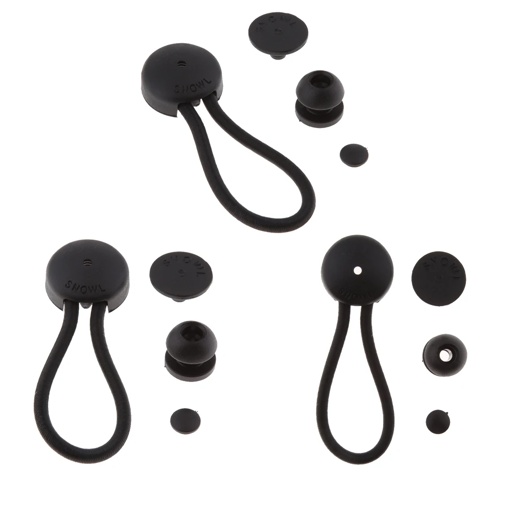 3pcs Ball Bungee Bungie Cord Heavy Duty Boat Canopy Tarp Tie Downs Kit Black
