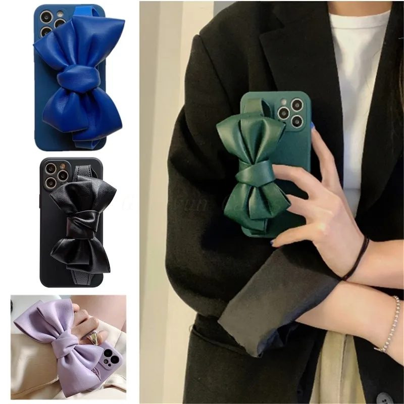 Чехол для телефона iPhone 13 12 11 Pro Max X XS XR 6 S 7 8 Plus SE 2020 кожаный чехол с бантом и ремешком