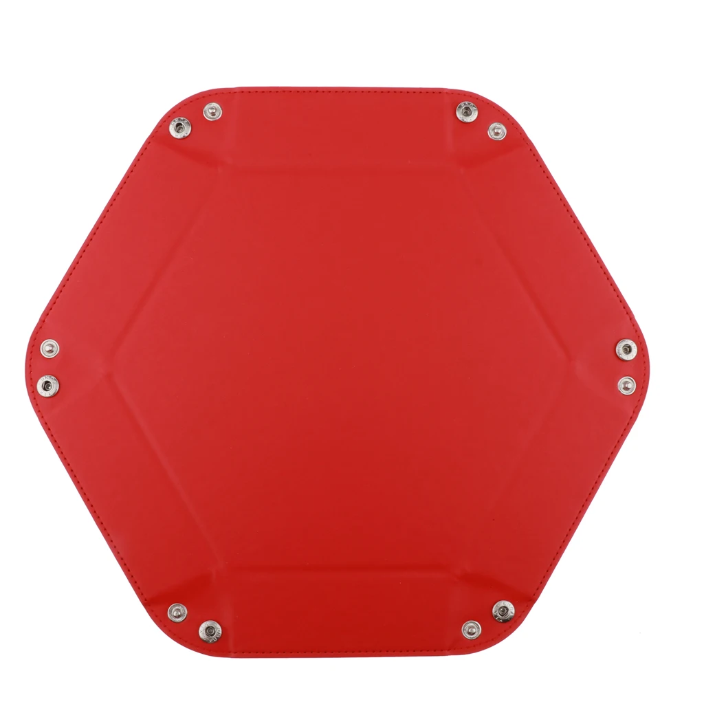 Dice Holder PU Leather Folding Hexagon Tray for RPG, DND and Other Table Games